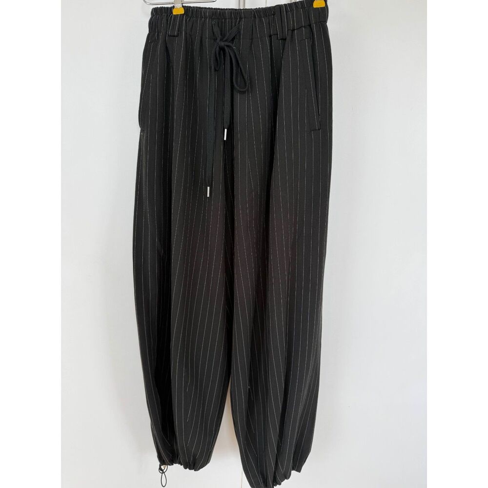 FRANKIE SHOP - Black Pinstripe Drawstring Jogger Pants - XS/S